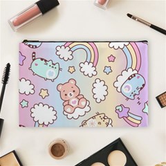 Pusheen Carebears Bears Cat Colorful Cute Pastel Pattern Cosmetic Bag (Large)