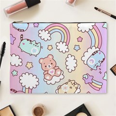 Pusheen Carebears Bears Cat Colorful Cute Pastel Pattern Cosmetic Bag (XL)