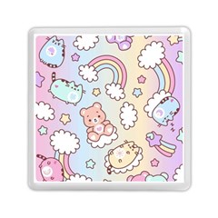 Pusheen Carebears Bears Cat Colorful Cute Pastel Pattern Memory Card Reader (Square)