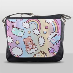 Pusheen Carebears Bears Cat Colorful Cute Pastel Pattern Messenger Bag by Sapixe