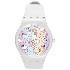 Pusheen Carebears Bears Cat Colorful Cute Pastel Pattern Round Plastic Sport Watch (m) by Sapixe