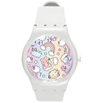 Pusheen Carebears Bears Cat Colorful Cute Pastel Pattern Round Plastic Sport Watch (M) Front