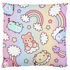 Pusheen Carebears Bears Cat Colorful Cute Pastel Pattern Large Cushion Case (One Side)