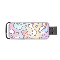 Pusheen Carebears Bears Cat Colorful Cute Pastel Pattern Portable Usb Flash (one Side) by Sapixe