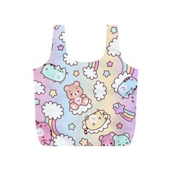 Pusheen Carebears Bears Cat Colorful Cute Pastel Pattern Full Print Recycle Bag (s) by Sapixe