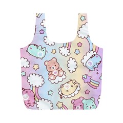 Pusheen Carebears Bears Cat Colorful Cute Pastel Pattern Full Print Recycle Bag (M)