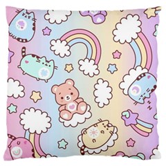 Pusheen Carebears Bears Cat Colorful Cute Pastel Pattern Standard Premium Plush Fleece Cushion Case (one Side) by Sapixe