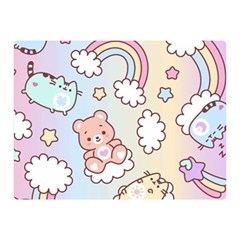 Pusheen Carebears Bears Cat Colorful Cute Pastel Pattern Premium Plush Fleece Blanket (Mini)