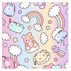 Pusheen Carebears Bears Cat Colorful Cute Pastel Pattern Square Satin Scarf (36  X 36 ) by Sapixe