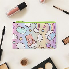 Pusheen Carebears Bears Cat Colorful Cute Pastel Pattern Cosmetic Bag (XS)