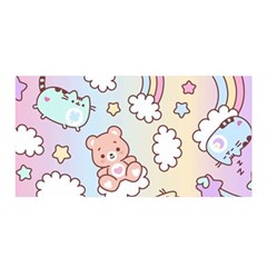 Pusheen Carebears Bears Cat Colorful Cute Pastel Pattern Satin Wrap 35  X 70  by Sapixe