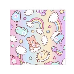 Pusheen Carebears Bears Cat Colorful Cute Pastel Pattern Square Satin Scarf (30  X 30 ) by Sapixe