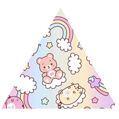 Pusheen Carebears Bears Cat Colorful Cute Pastel Pattern Wooden Puzzle Triangle