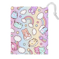 Pusheen Carebears Bears Cat Colorful Cute Pastel Pattern Drawstring Pouch (5xl) by Sapixe