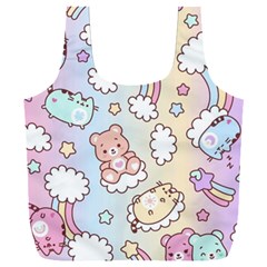 Pusheen Carebears Bears Cat Colorful Cute Pastel Pattern Full Print Recycle Bag (xxl) by Sapixe