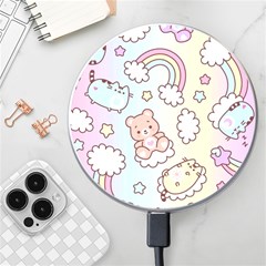 Pusheen Carebears Bears Cat Colorful Cute Pastel Pattern Wireless Fast Charger(White)