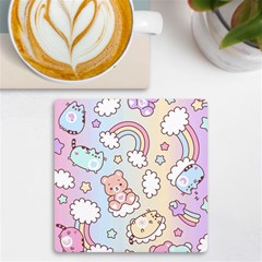 Pusheen Carebears Bears Cat Colorful Cute Pastel Pattern UV Print Square Tile Coaster 