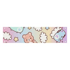 Pusheen Carebears Bears Cat Colorful Cute Pastel Pattern Banner and Sign 4  x 1 