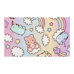 Pusheen Carebears Bears Cat Colorful Cute Pastel Pattern Banner and Sign 5  x 3 