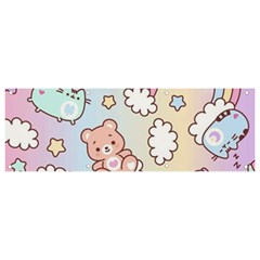 Pusheen Carebears Bears Cat Colorful Cute Pastel Pattern Banner and Sign 9  x 3 