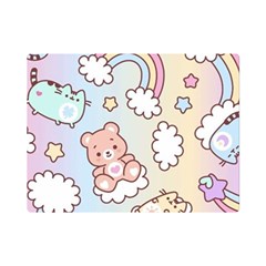 Pusheen Carebears Bears Cat Colorful Cute Pastel Pattern One Side Premium Plush Fleece Blanket (mini) by Sapixe