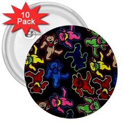 Bears Colors Dead Head Deadhead Grateful Dead 3  Buttons (10 Pack)  by Sapixe