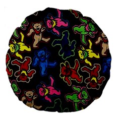 Bears Colors Dead Head Deadhead Grateful Dead Large 18  Premium Round Cushions by Sapixe