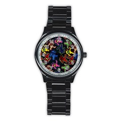 Bears Colors Dead Head Deadhead Grateful Dead Stainless Steel Round Watch by Sapixe