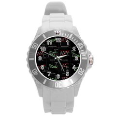 Chart Pattern Round Plastic Sport Watch (l) by Sapixe