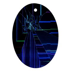 Screen Glitch Broken  Crack  Fracture  Glass Pattern Ornament (oval)