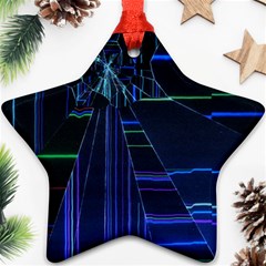 Screen Glitch Broken  Crack  Fracture  Glass Pattern Ornament (star) by Sapixe