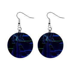 Screen Glitch Broken  Crack  Fracture  Glass Pattern Mini Button Earrings by Sapixe