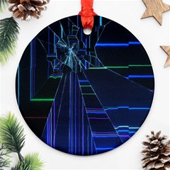 Screen Glitch Broken  Crack  Fracture  Glass Pattern Round Ornament (two Sides)