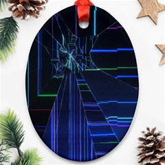 Screen Glitch Broken  Crack  Fracture  Glass Pattern Oval Ornament (two Sides)