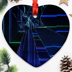 Screen Glitch Broken  Crack  Fracture  Glass Pattern Heart Ornament (two Sides)