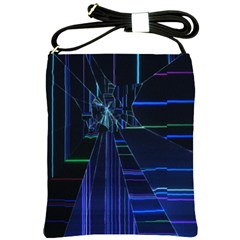 Screen Glitch Broken  Crack  Fracture  Glass Pattern Shoulder Sling Bag by Sapixe