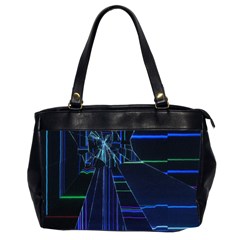 Screen Glitch Broken  Crack  Fracture  Glass Pattern Oversize Office Handbag (2 Sides) by Sapixe