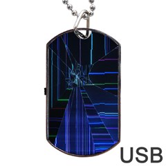 Screen Glitch Broken  Crack  Fracture  Glass Pattern Dog Tag Usb Flash (one Side) by Sapixe