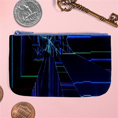 Screen Glitch Broken  Crack  Fracture  Glass Pattern Large Coin Purse by Sapixe