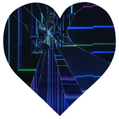 Screen Glitch Broken  Crack  Fracture  Glass Pattern Wooden Puzzle Heart by Sapixe