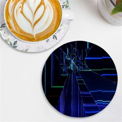 Screen Glitch Broken  Crack  Fracture  Glass Pattern Uv Print Round Tile Coaster by Sapixe