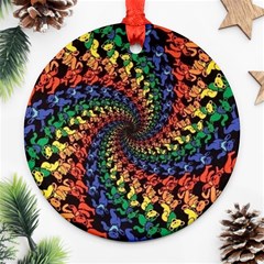 Deadhead Bears Band  Colorsdead Head Grateful Dead Pattern Ornament (Round)