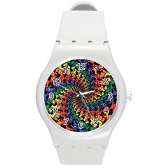 Deadhead Bears Band  Colorsdead Head Grateful Dead Pattern Round Plastic Sport Watch (M)