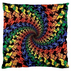 Deadhead Bears Band  Colorsdead Head Grateful Dead Pattern Large Premium Plush Fleece Cushion Case (One Side)