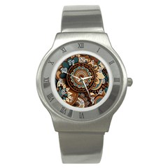 Bohemian Flair In Blue And Earthtones Stainless Steel Watch