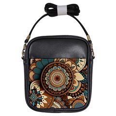 Bohemian Flair In Blue And Earthtones Girls Sling Bag by HWDesign