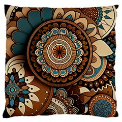 Bohemian Flair In Blue And Earthtones Large Cushion Case (two Sides)