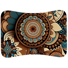 Bohemian Flair In Blue And Earthtones Velour Seat Head Rest Cushion by HWDesign