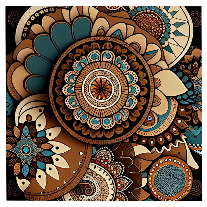 Bohemian Flair In Blue And Earthtones Wooden Puzzle Square