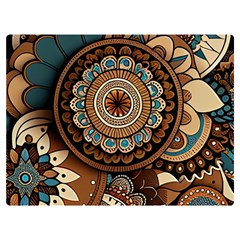 Bohemian Flair In Blue And Earthtones One Side Premium Plush Fleece Blanket (extra Small)